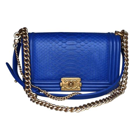 blue python chanel boy bag|Chanel python clutch bag.